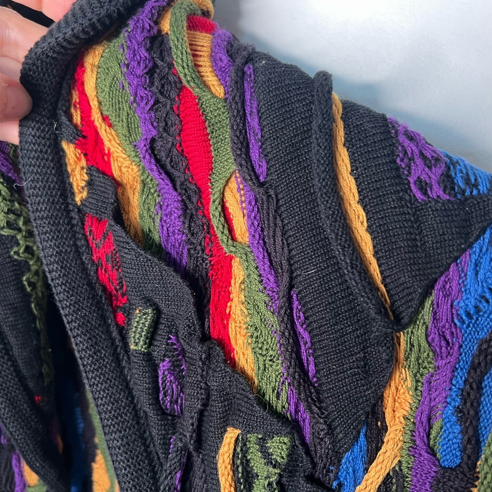 🚫SOLD🚫COOGI Australia Multicolor 3D Textured Cowl Cardigan Sweater Size Large - Picture 4 of 6